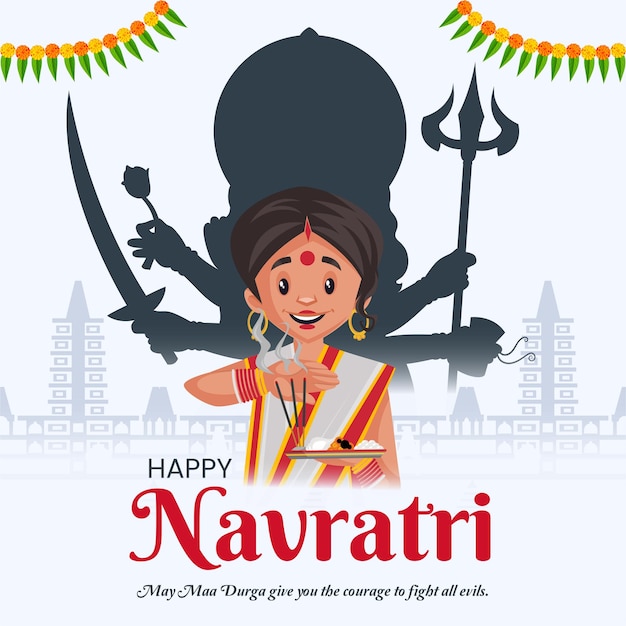 Banner design of happy Navratri Indian Hindu festival template