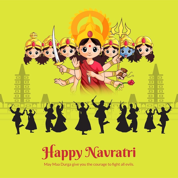 행복 Navratri 인도 힌두교 축제 템플릿의 배너 디자인