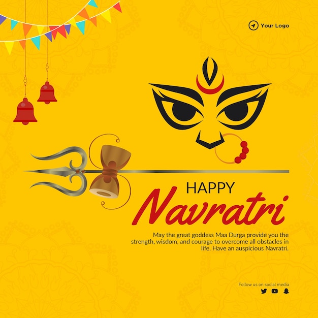 Banner design of happy navratri indian hindu festival template