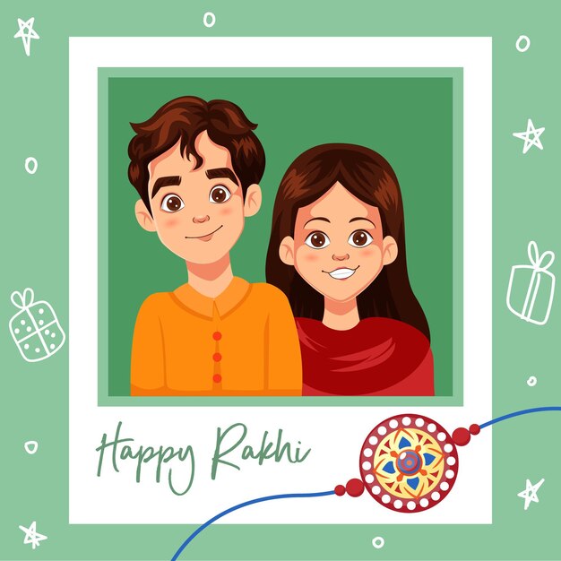 행복 Raksha Bandhan 만화 스타일 템플릿의 배너 디자인