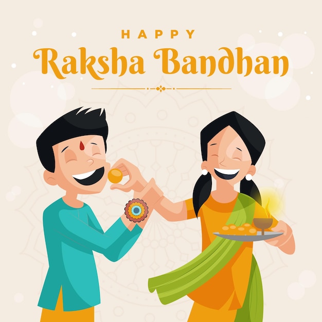 행복 Raksha Bandhan 인도 축제 템플릿의 배너 디자인