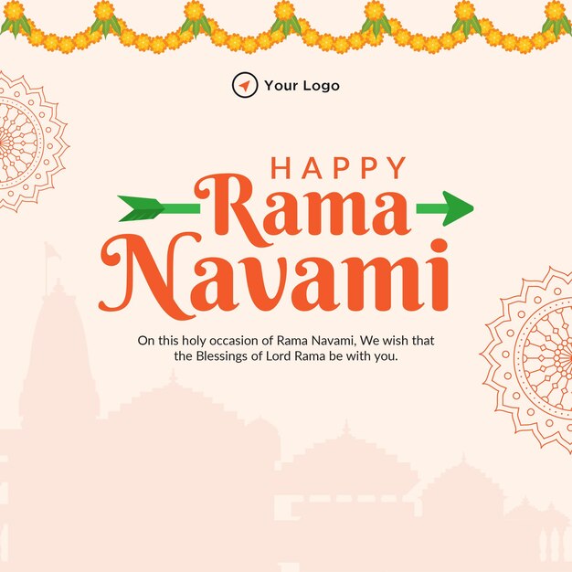 Banner design di felice ram navami modello in stile cartone animato