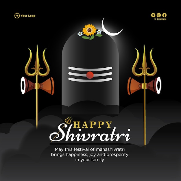 Vector banner design of happy shivratri indian hindu festival template