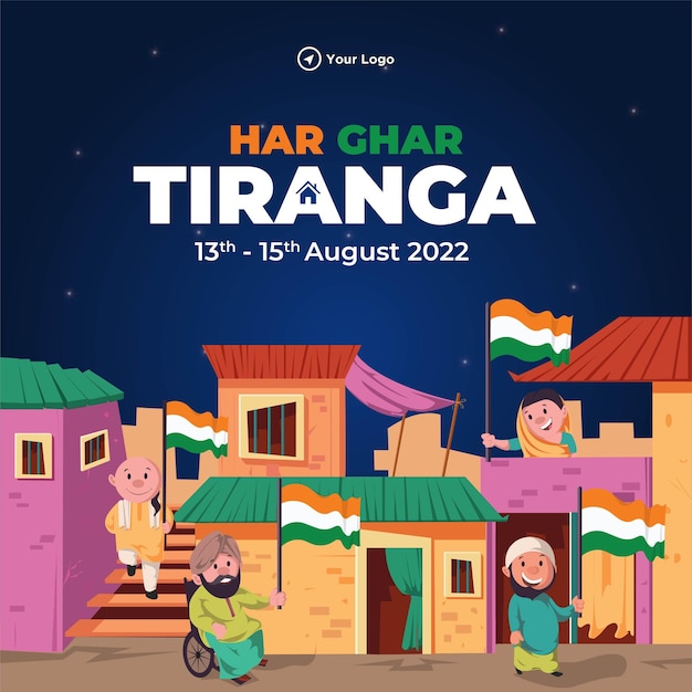 Banner design of har ghar tiranga happy independence day template