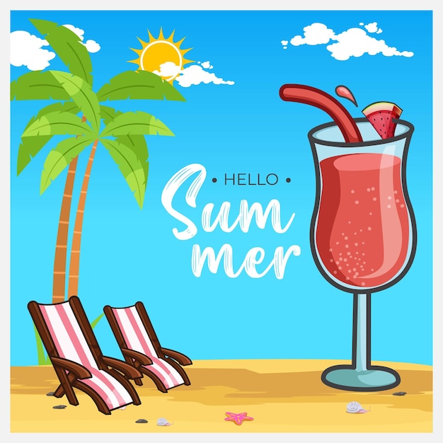 Banner design of hello summer template