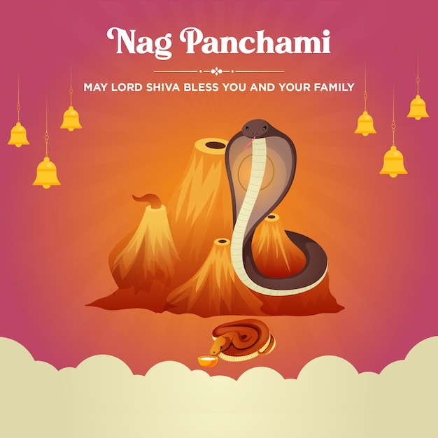 Дизайн баннера индуистского фестиваля Happy Nag Panchami template