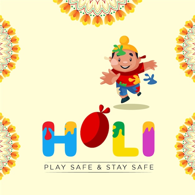 Banner design of Holi play safe and stay safe template