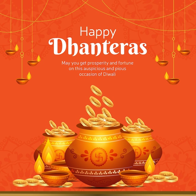 Banner design del modello happy dhanteras del festival indiano