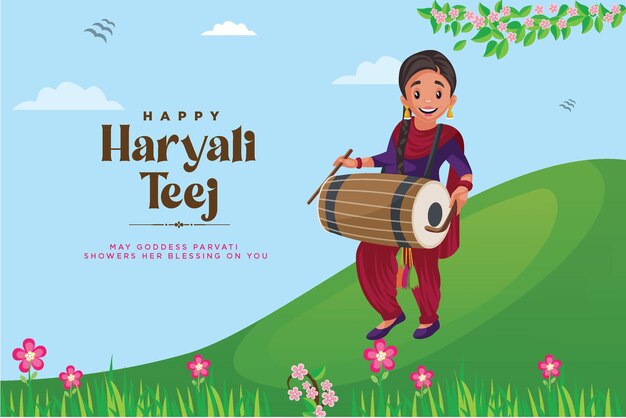 Banner design del festival indiano felice haryali teej template