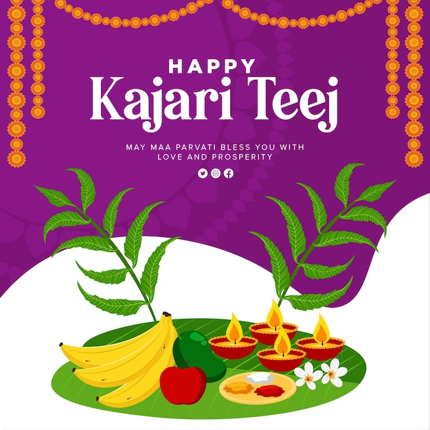 Banner design of indian festival happy kajari teej template