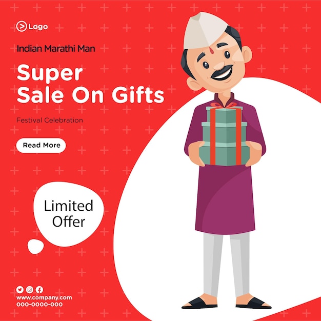 Banner design of Indian Marathi man super sale on gifts