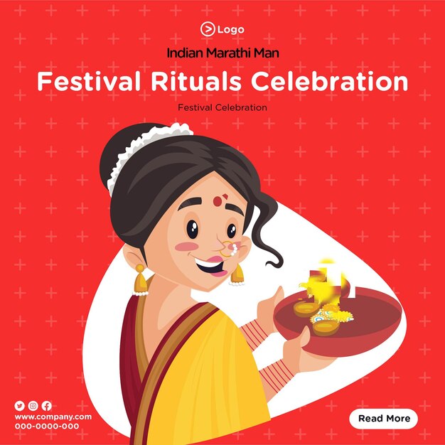 Banner design of indian marathi woman festival rituals celebration