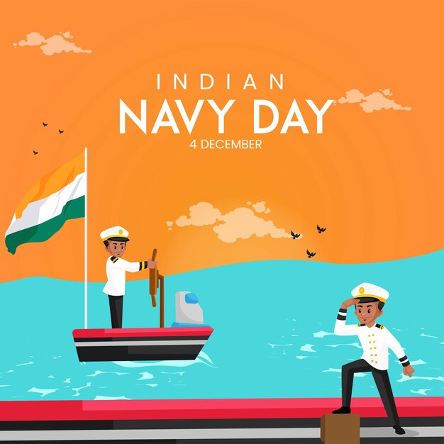 Banner design of Indian navy day template