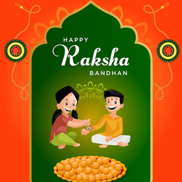 Banner design of Indian traditional festival happy Raksha Bandhan template