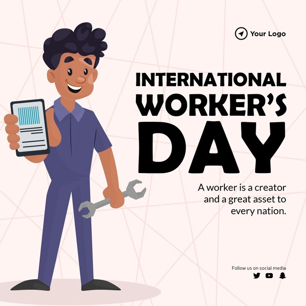 Banner design of international workers day template