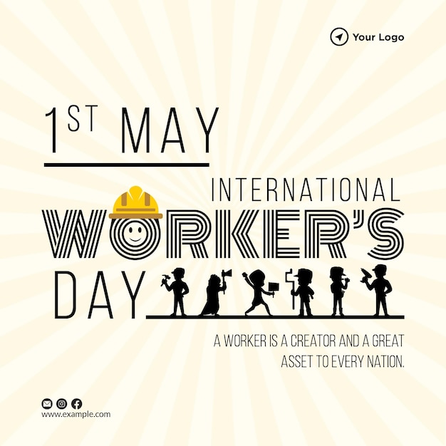 Vettore progettazione di banner del modello di giornata internazionale dei lavoratori