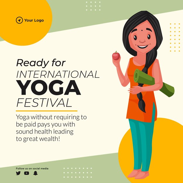 Banner design of international yoga day festival template