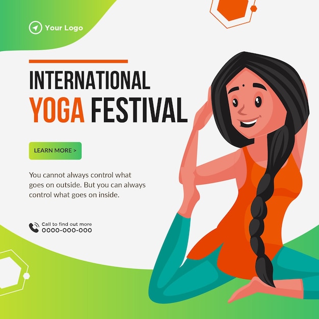 Banner design of international yoga festival template