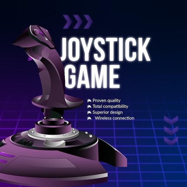 Vector banner design of joystick game template