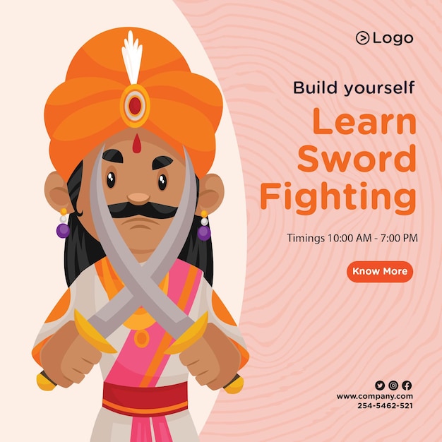 Banner design of learn sword fighting template