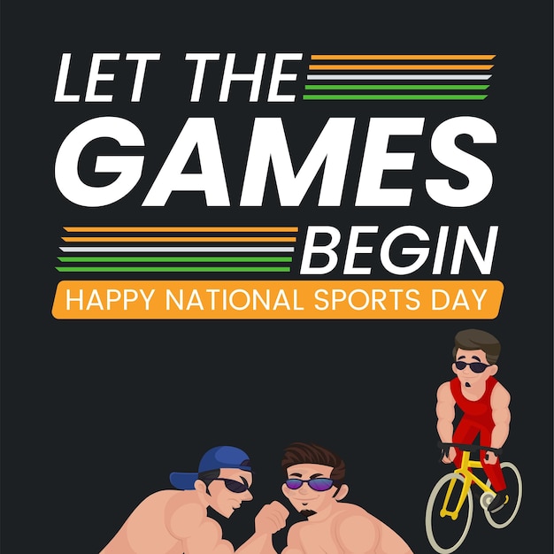 Banner design of let the games begin happy national sports day template