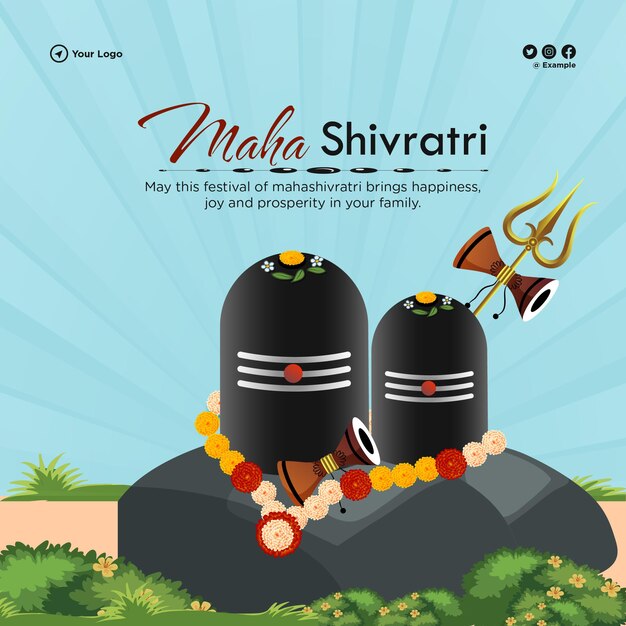 Banner design del modello di festival indù indiano maha shivratri