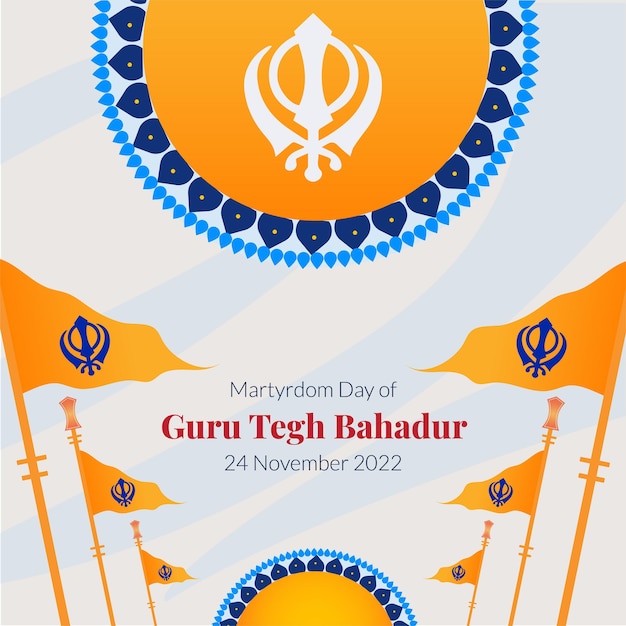 Vector banner design of martyrdom day of guru tegh bahadur template