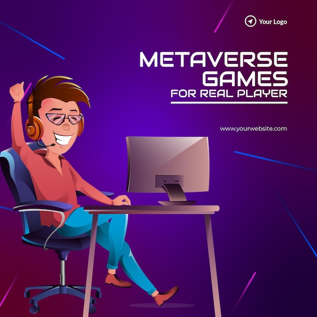 Banner design of metaverse games for real player template