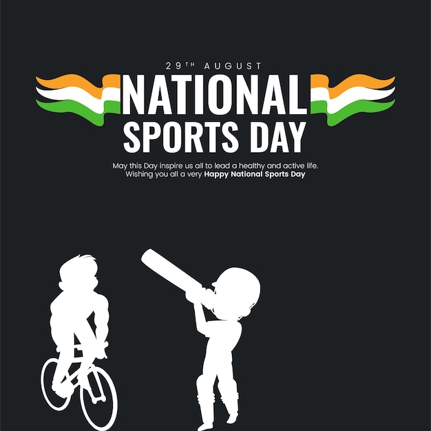 Banner design of national sports day cartoon style template