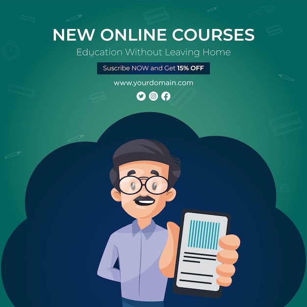 Banner design of new online courses template