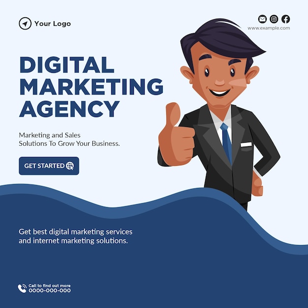 Дизайн баннера шаблона агентства цифрового маркетинга
