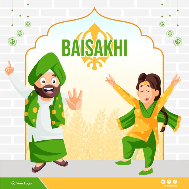 행복 Baisakhi 인도 축제 템플릿의 배너 디자인