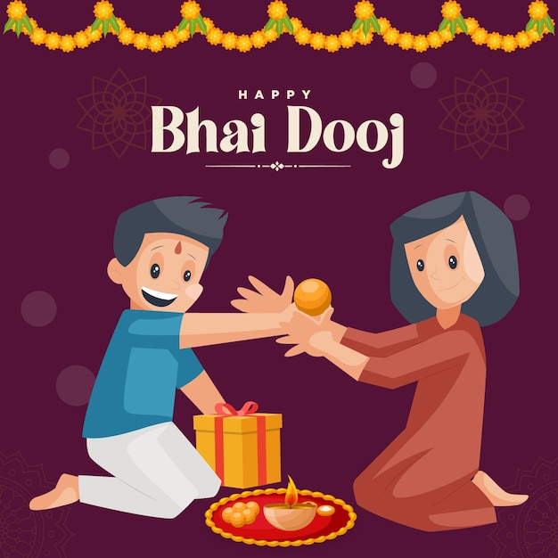 행복 Bhai Dooj 인도 축제 템플릿의 배너 디자인