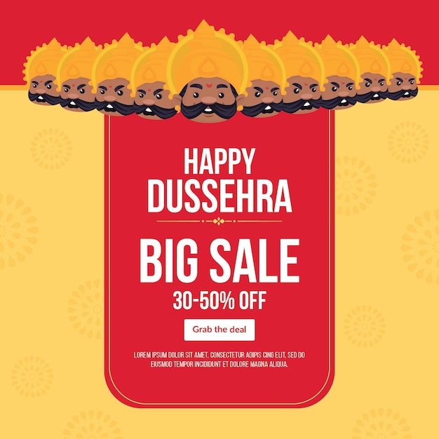 Дизайн баннера шаблона индийского фестиваля happy dussehra big sale