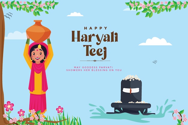 Дизайн баннера шаблона фестиваля happy haryali teej