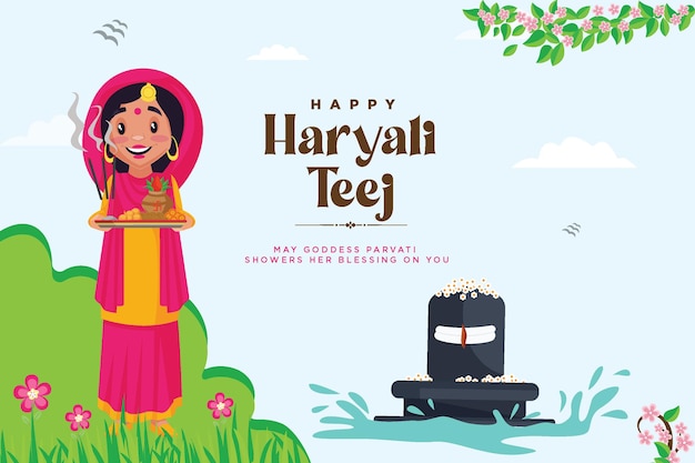 Дизайн баннера шаблона фестиваля happy haryali teej