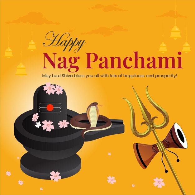 힌두교 축제 Happy Nag Panchami 템플릿의 배너 디자인