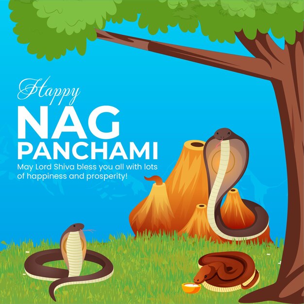 Дизайн баннера индуистского фестиваля happy nag panchami template