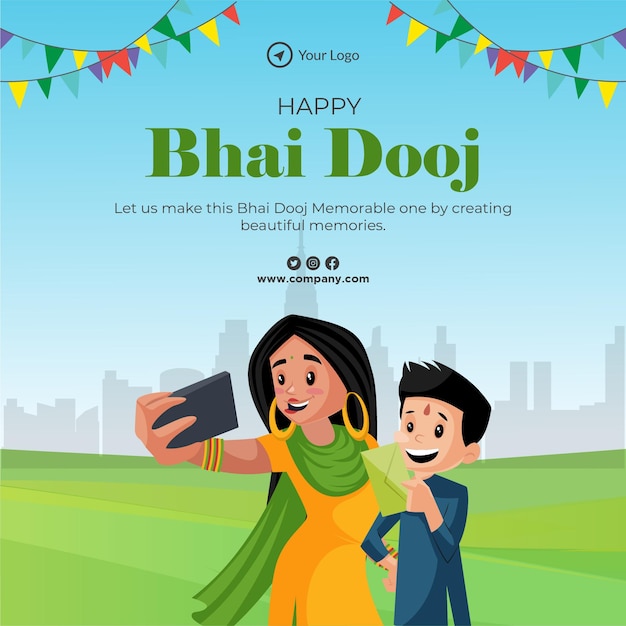 인도 축제 Happy Bhai Dooj 템플릿의 배너 디자인