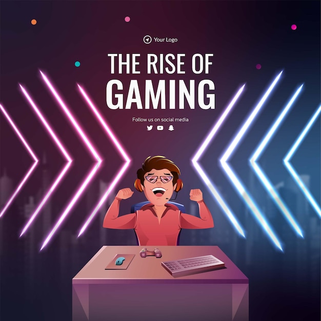 Вектор Дизайн баннера шаблона rise of gaming