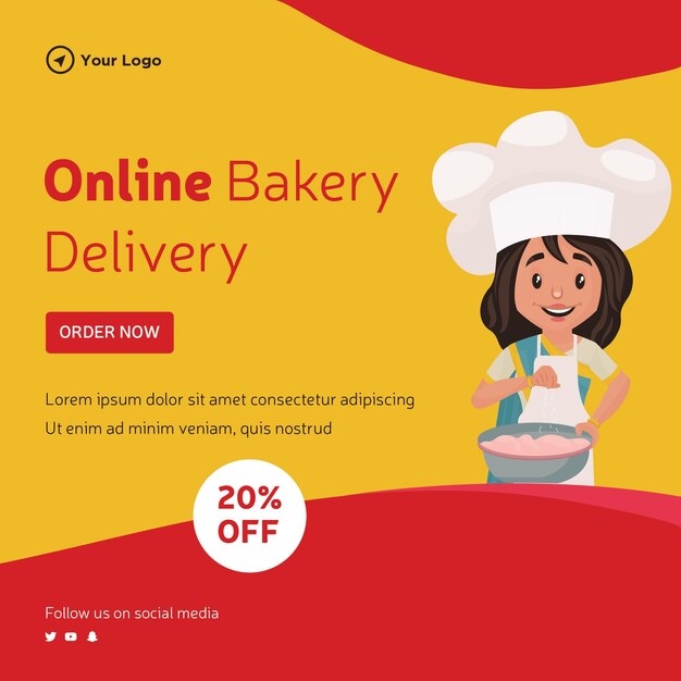 Banner design of online bakery delivery template