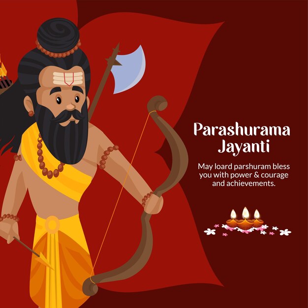 Banner design of parshuram jayanti hindu festival cartoon style template