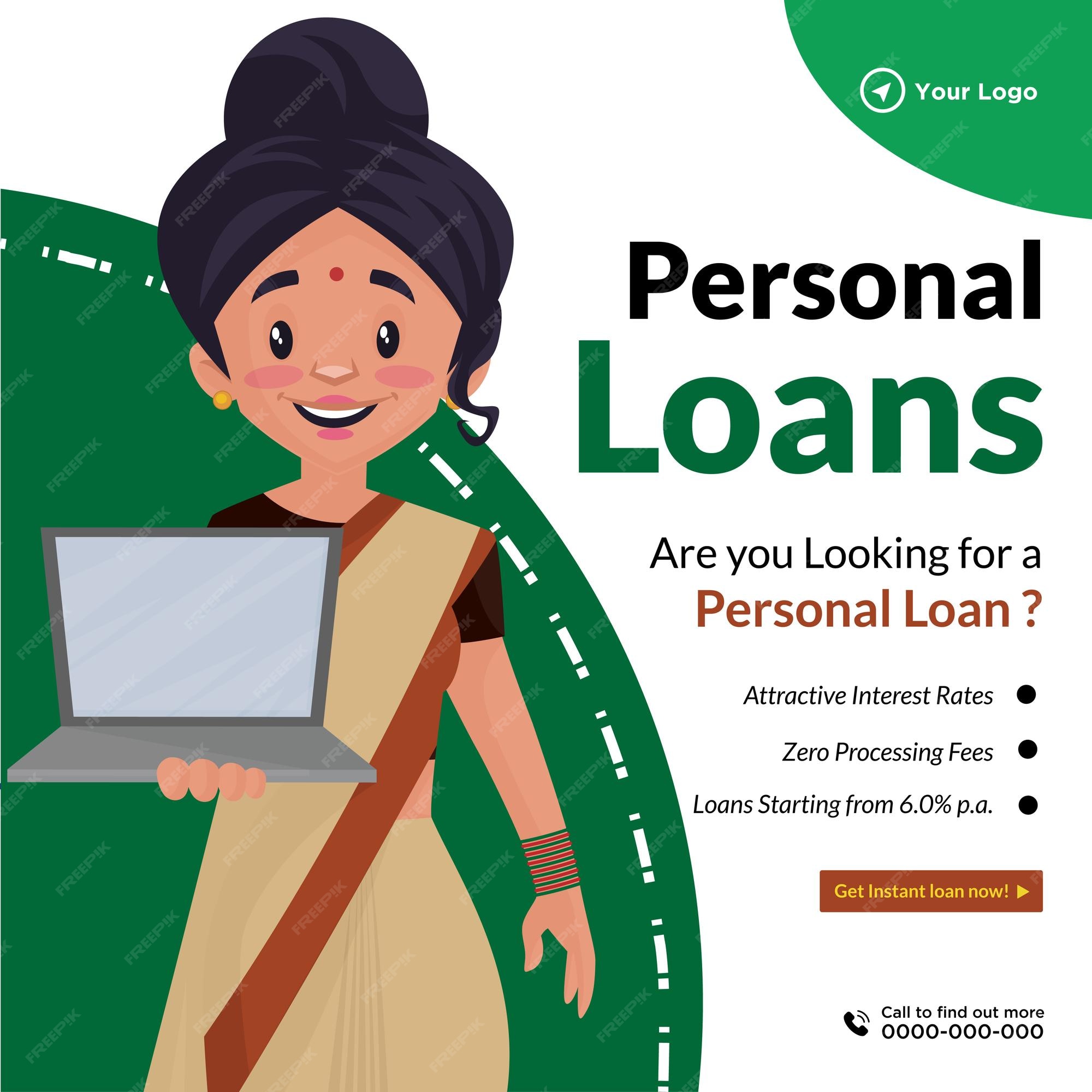 Premium Vector | Banner design of personal loan cartoon style template