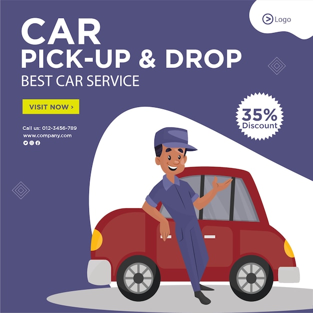 Banner design of pick up and drop best car service template