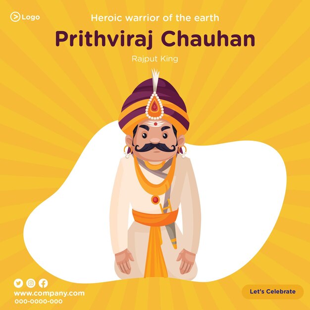 Vector banner design of prithviraj chauhan rajput king