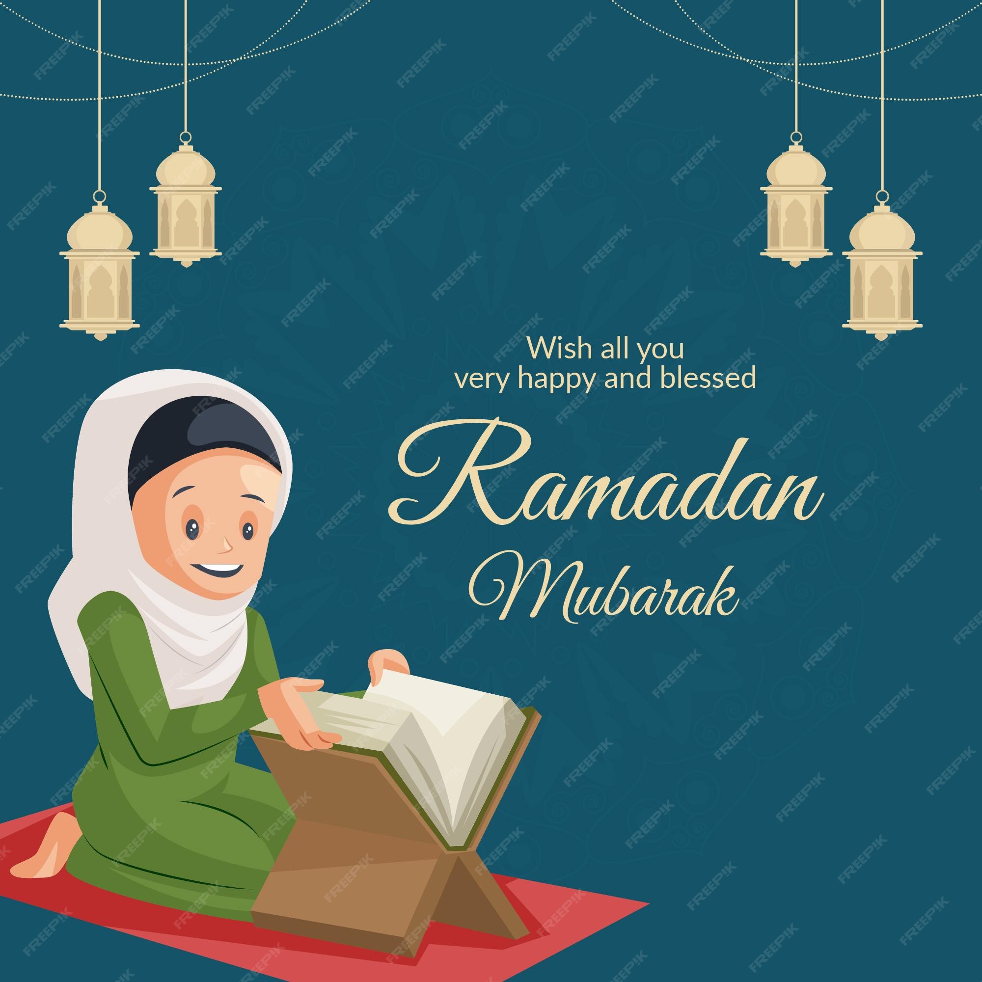 Premium Vector | Banner design of ramadan mubarak cartoon style template Premium Vector | Banner design of ramadan mubarak cartoon style template