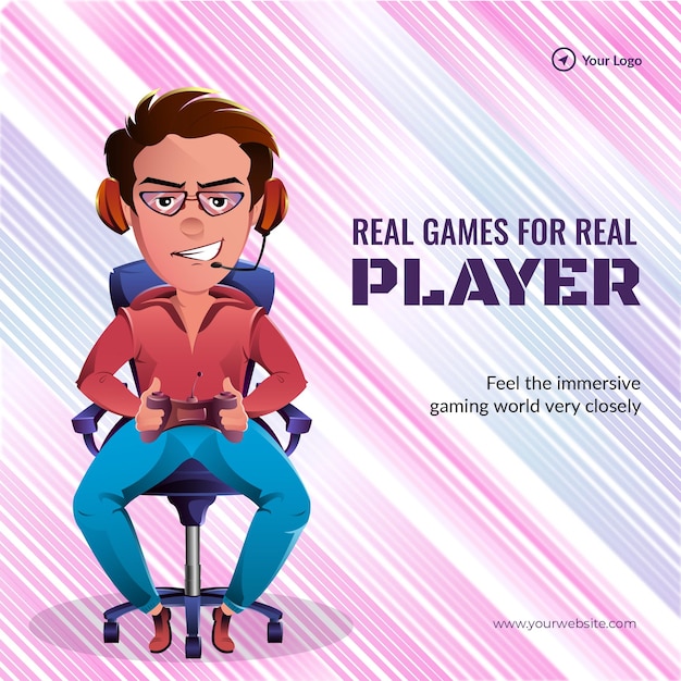 Vector banner design of real games for real player template