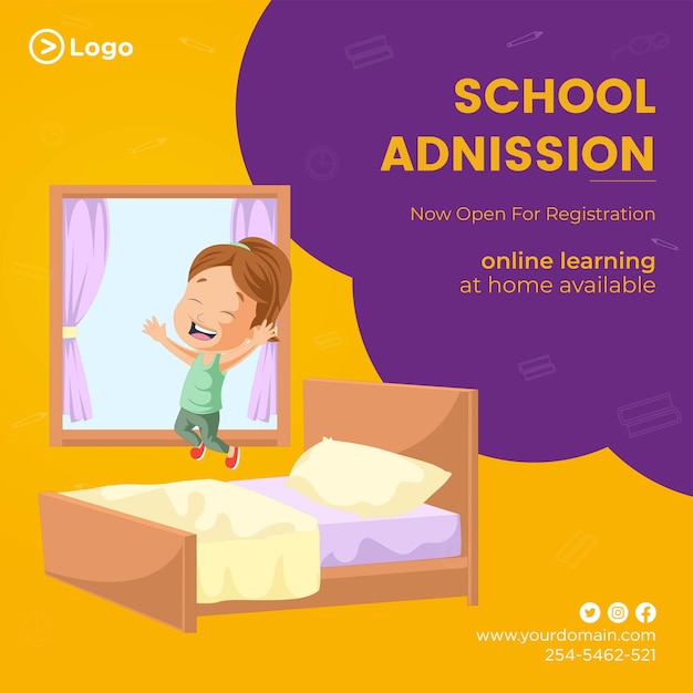 Banner design of school admission template