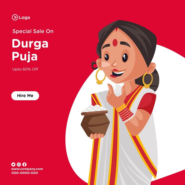 Progettazione di banner di vendita speciale su durga puja