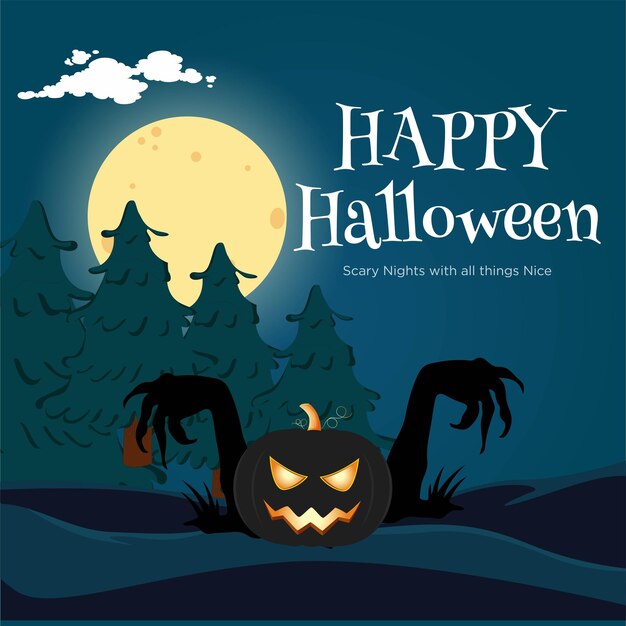 Banner design template of Happy Halloween